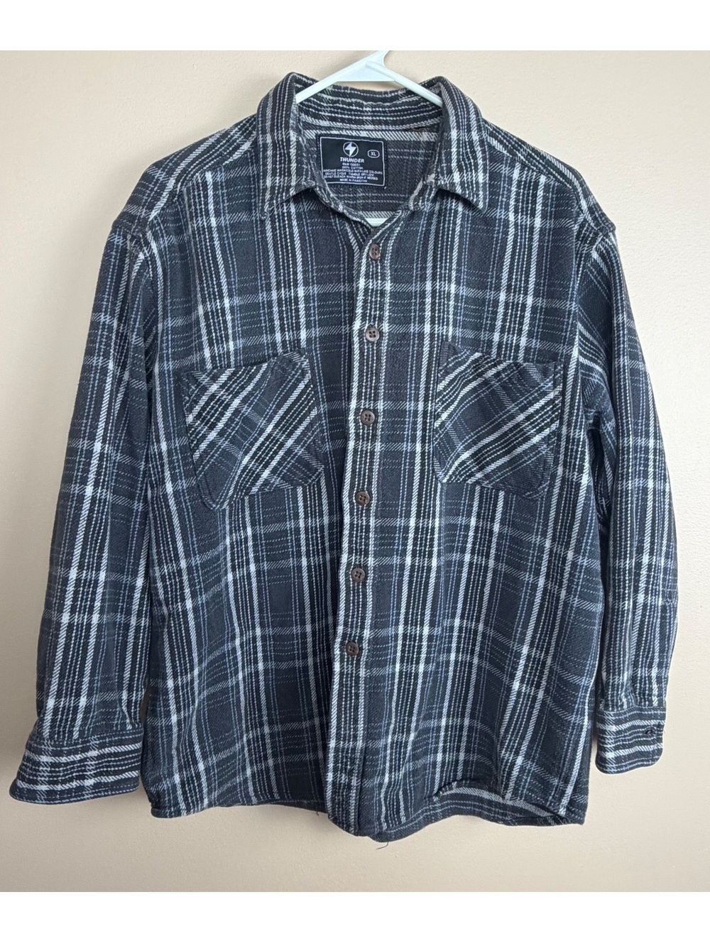 Thunder 100% cotton, heavy black and grey plaid